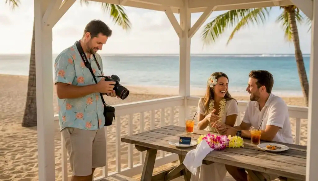 Photographer capturing candid event moment in Oahu