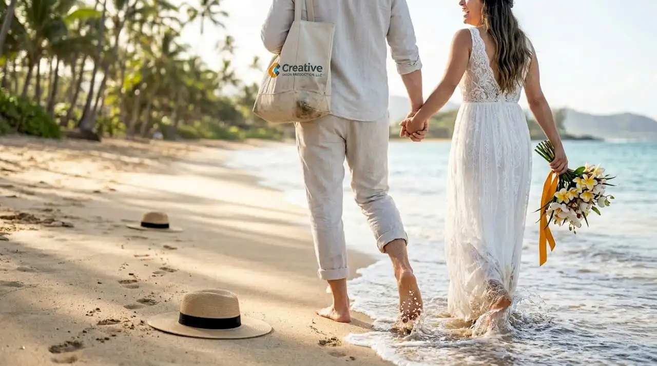 Couple laughing on Hawaiian beach candid moment