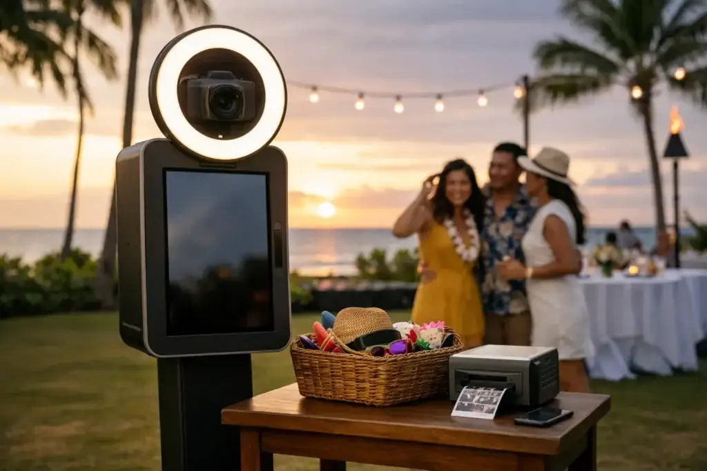 Instant share photo booth setup at an Oahu event in Hawaii