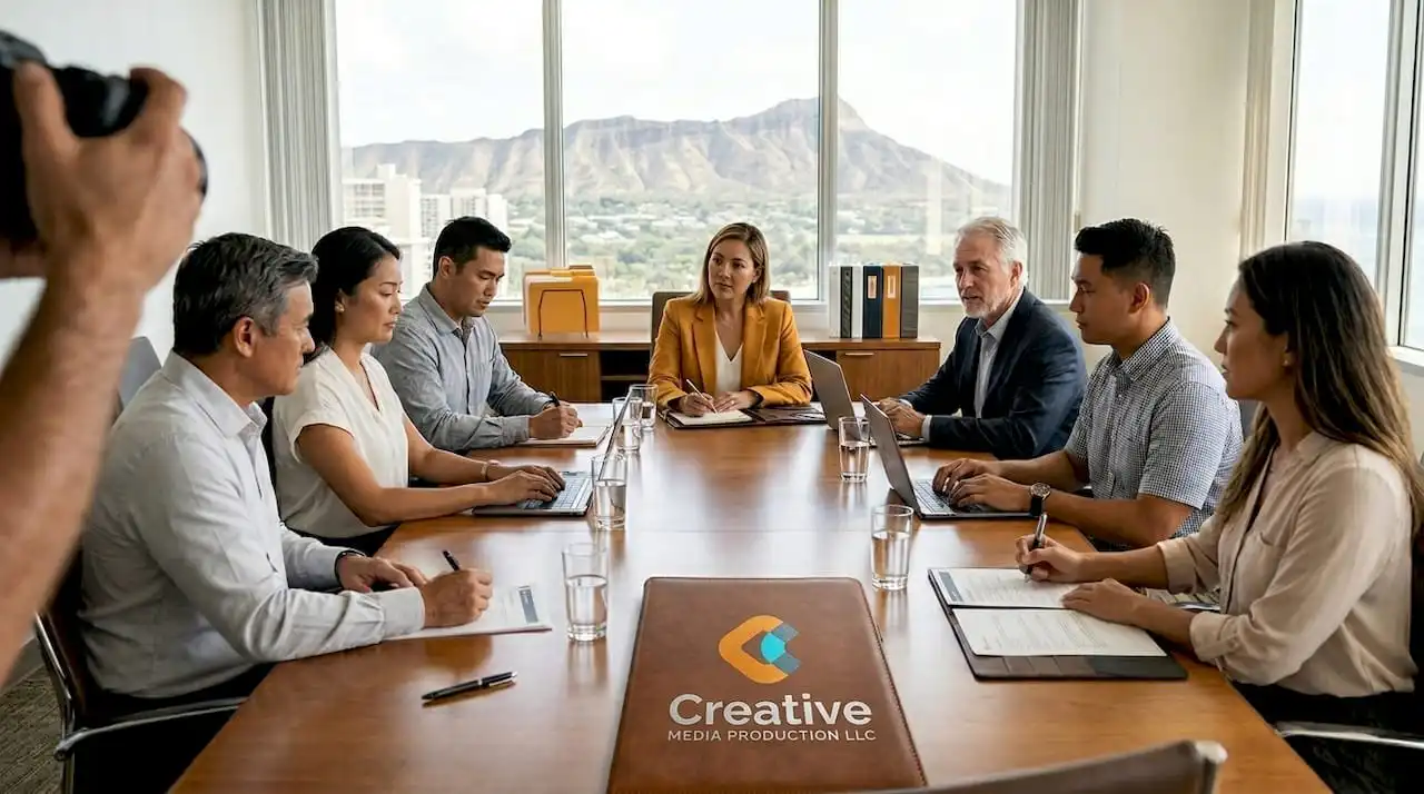 Corporate team in Oahu meeting room